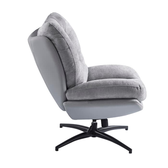 FAUTEUIL EN TISSU + REPOSE PIEDS - GRIS - Image 5