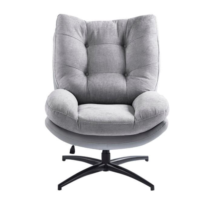 FAUTEUIL EN TISSU + REPOSE PIEDS - GRIS - Image 4