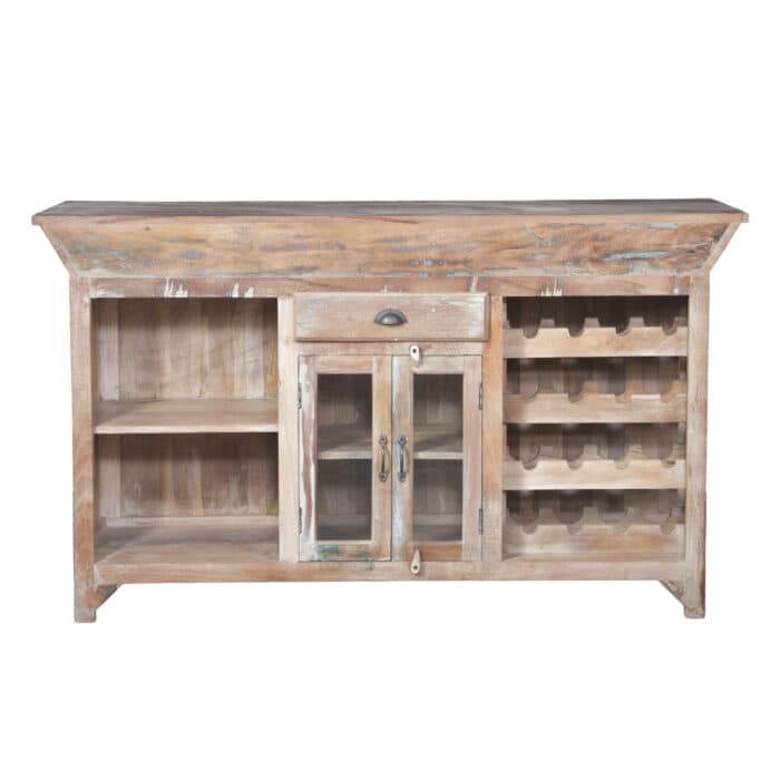 BAR DEMI-LUNE AVEC RANGEMENTS - BOIS DE MANGUIER - Image 3