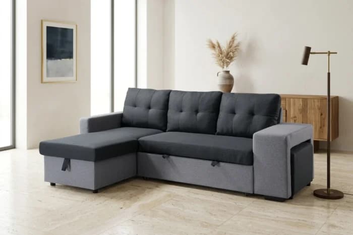 CANAPE D'ANGLE CONVERTIBLE ET REVERSIBLE - GRIS - Image 1