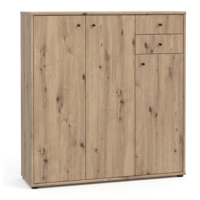 COMMODE 3 PORTES + 2 TIROIRS - CHÊNE  VIEILLI - Image 1