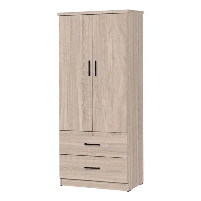 ARMOIRE 2 PORTES + 2 TIROIRS - CHÊNE - Image 1
