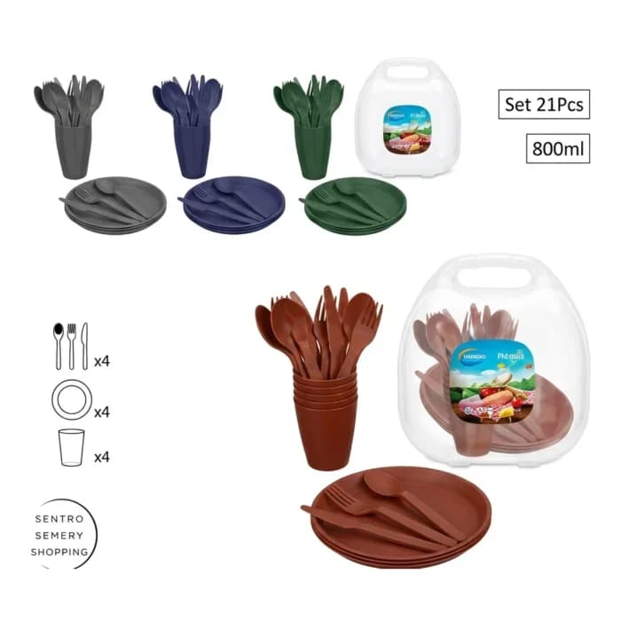SET VAISSELLE PIQUE-NIQUE 21 PIÈCES - Image 1