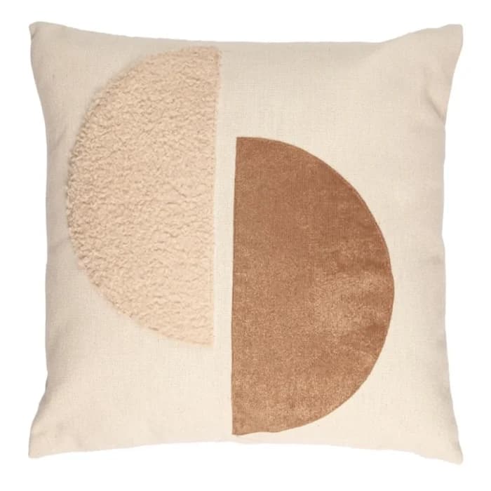 COUSSIN BOUCLETTE 40 X 40 CM - BEIGE ET TAUPE - Image 1
