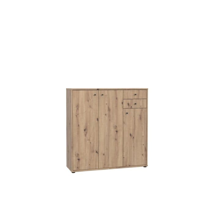 COMMODE 3 PORTES + 2 TIROIRS - CHÊNE  VIEILLI - Image 2