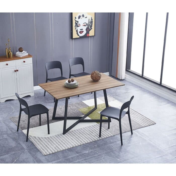 TABLE + 4 CHAISE - CHËNE ET NOIR - Image 2