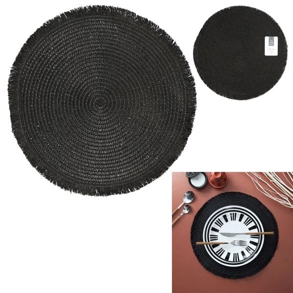 SET DE TABLE ROND 38 CM - NOIR - Image 2