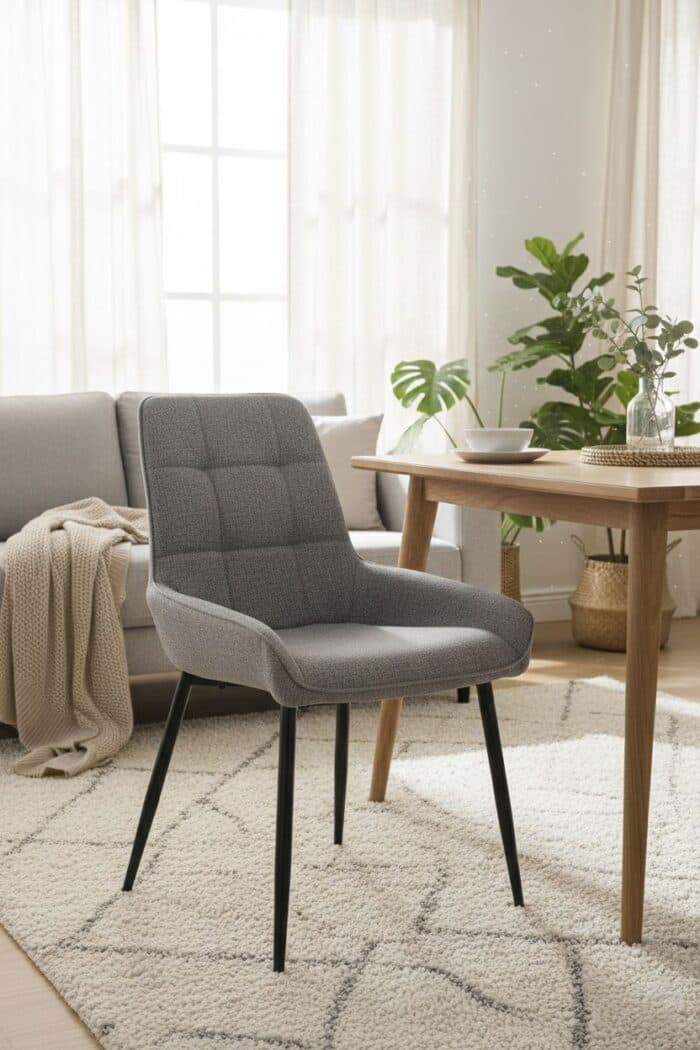 CHAISE EN TISSU - GRIS - Image 2