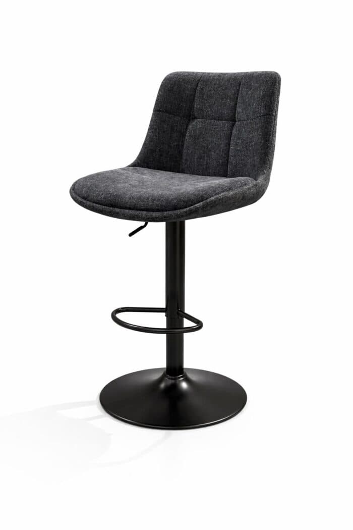 TABOURET DE BAR EN TISSU CHENILLE - GRIS FONCÉ - Image 2