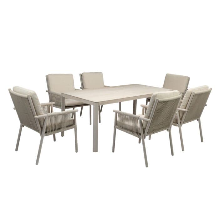 TABLE RECTANGLE + 6 CHAISES - ALUMINIUM - Image 2