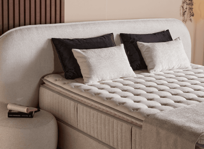 LIT COFFRE + SOMMIER 160X200 CM EN TISSU BOUCLÉ - BLANC - Image 4