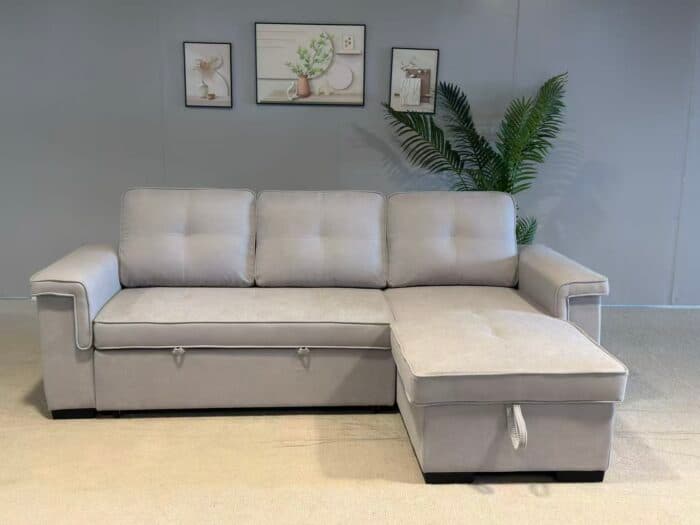 CANAPE D'ANGLE REVERSIBLE AVEC USB - GRIS CLAIR - Image 3