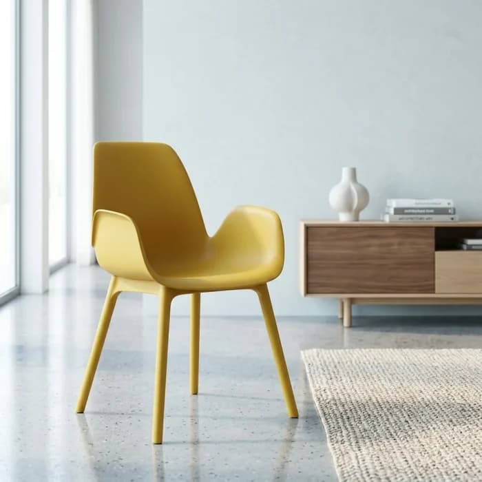 CHAISE PLASTIQUE AVEC ACCOUDOIRS - JAUNE - Image 1