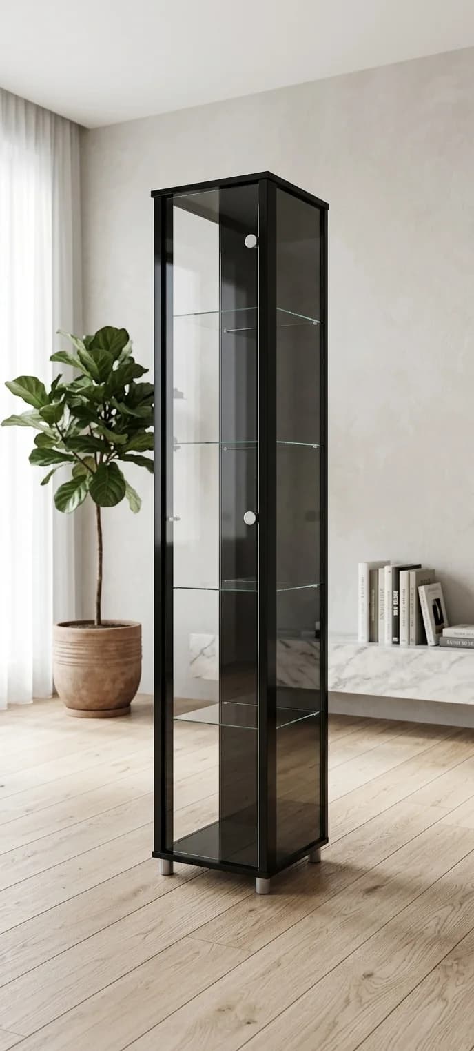 VITRINE 1 PORTE VITRÉE NAXOS - NOIR - Image 1