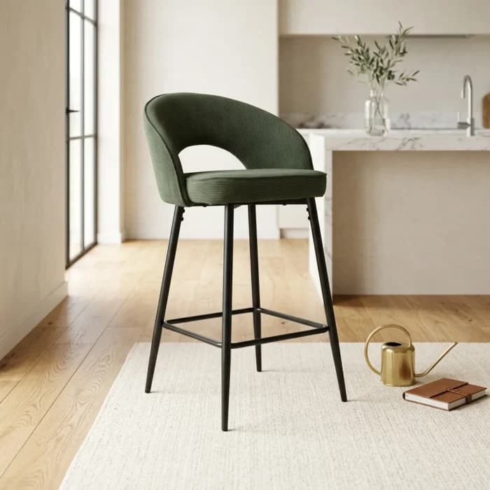 TABOURET BAR EN TISSU - VERT - Image 1