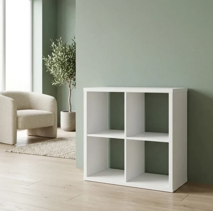 BIBLIOTHÈQUE 4 CASES BLANC 73X73 CM - MAURO - Image 1