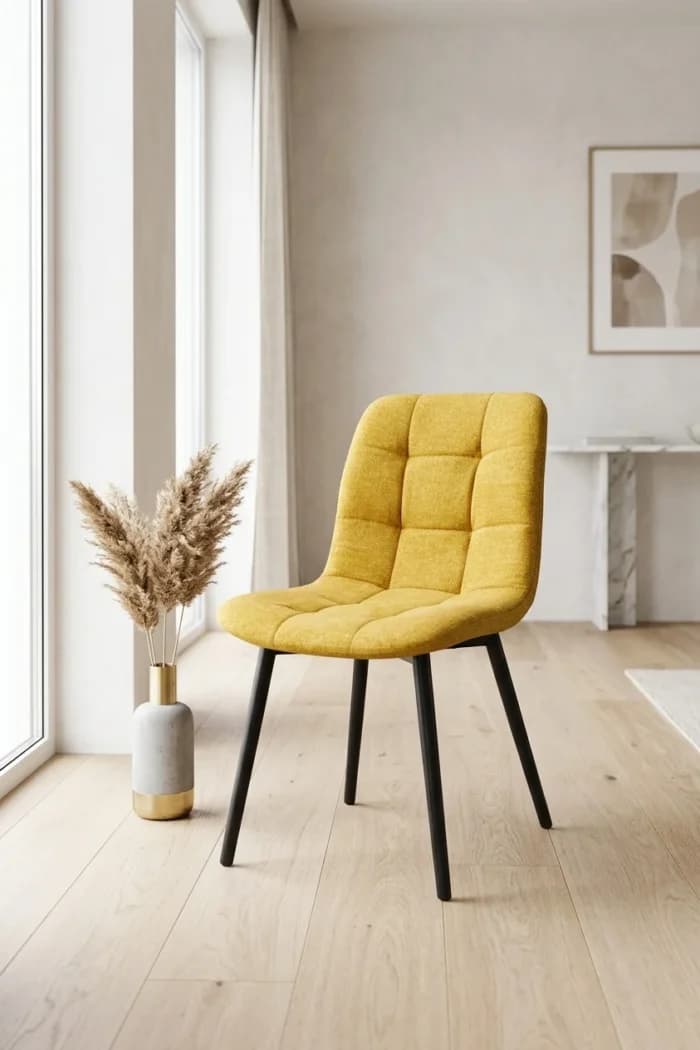 CHAISE EN TISSU - JAUNE - Image 1