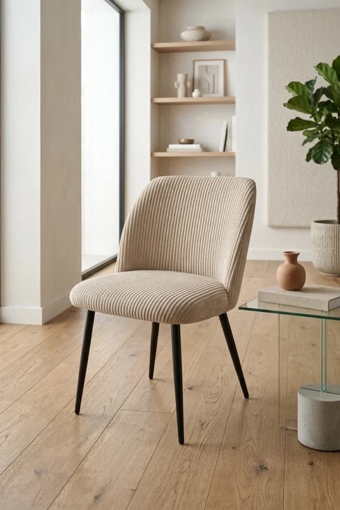 CHAISE EN TISSU - BEIGE - Image 1