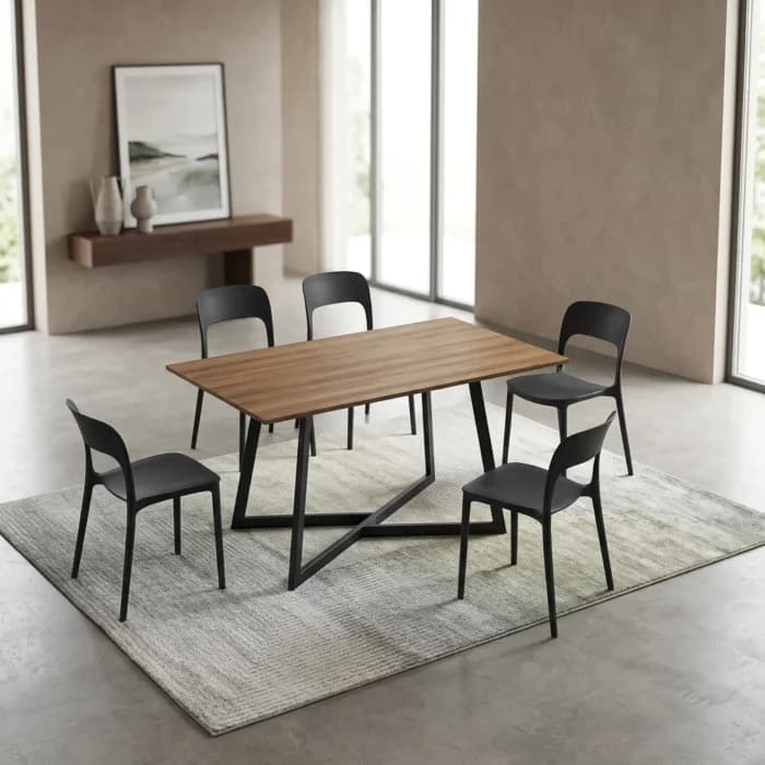 TABLE + 4 CHAISE - CHËNE ET NOIR - Image 1