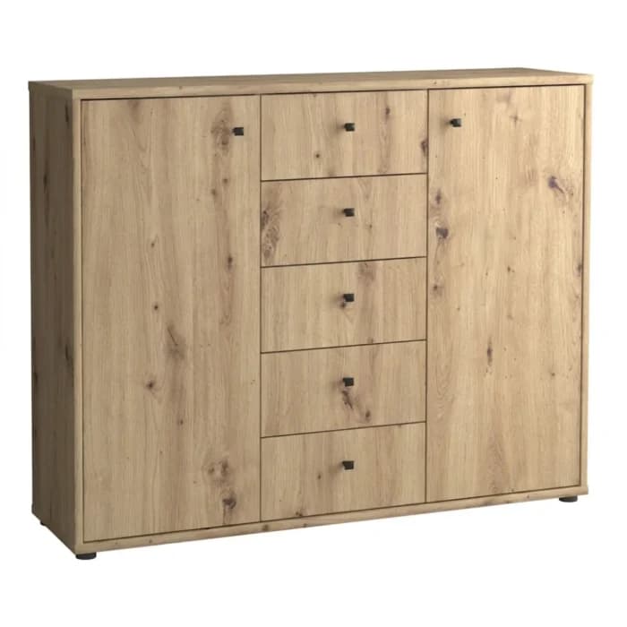 COMMODE 2 PORTES 5 TIROIRS - BOIS VIEILLI - Image 1