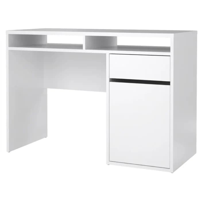 BUREAU 1 PORTE 1 TIROIR 2 NICHES - BLANC - Image 1