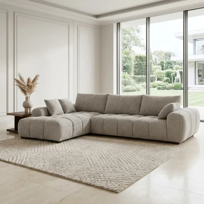 CANAPE D'ANGLE DROIT  EN TISSU - GRIS CLAIR - Image 1