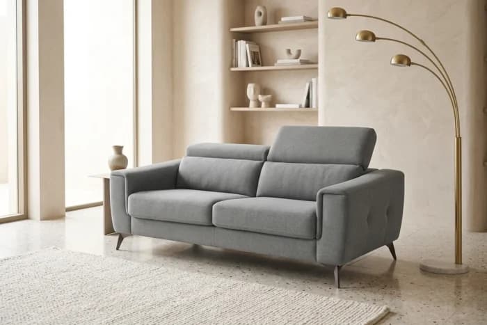 CANAPE LIT 3 PLACES EN AVEC MATELAS - GRIS - Image 1