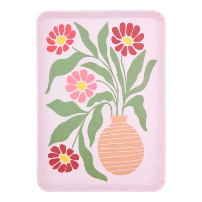 PLATEAU MÉLAMINE 30X22 CM - MOTIF FLEURS - Image 1