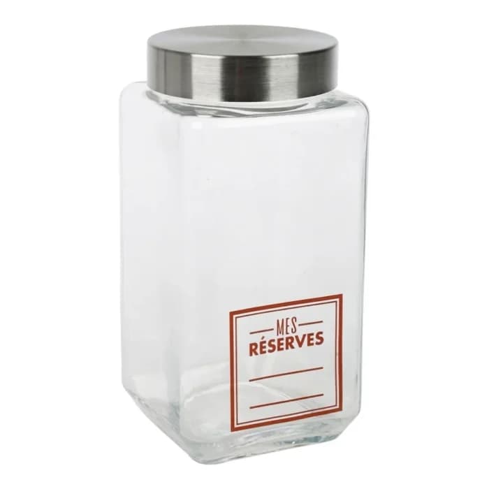 BOCAL CARRÉ VERRE 1 L AVEC COUVERCLE - Image 1