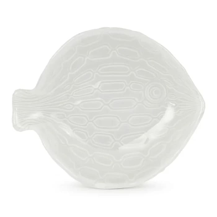 PLATEAU CÉRAMIQUE 20X16 CM - MOTIF POISSON BLANC - Image 1