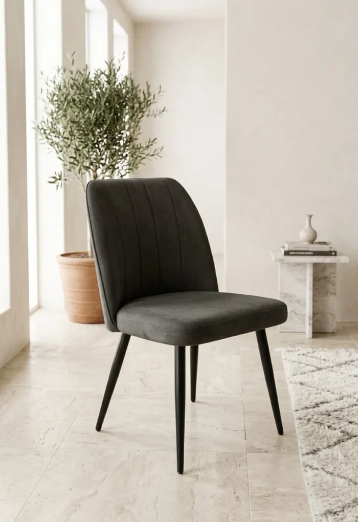 CHAISE EN TISSU - GRIS FONCE - Image 1