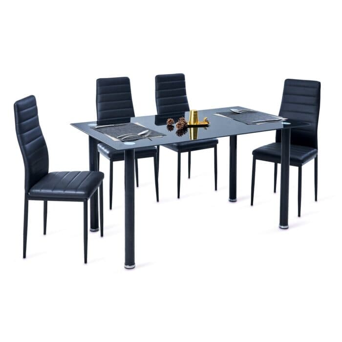 TABLE + 4 CHAISES - NOIR - Image 2