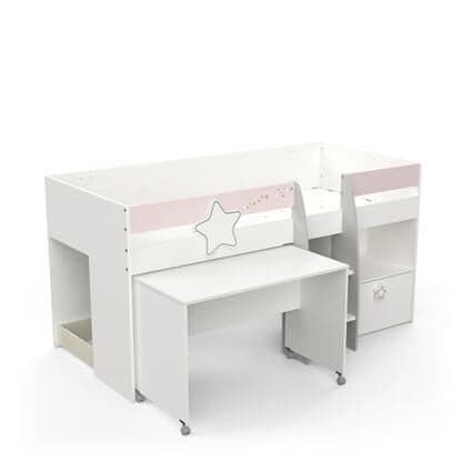 LIT 90 X 200 CM - BLANC MAT ET GRIS - Image 2