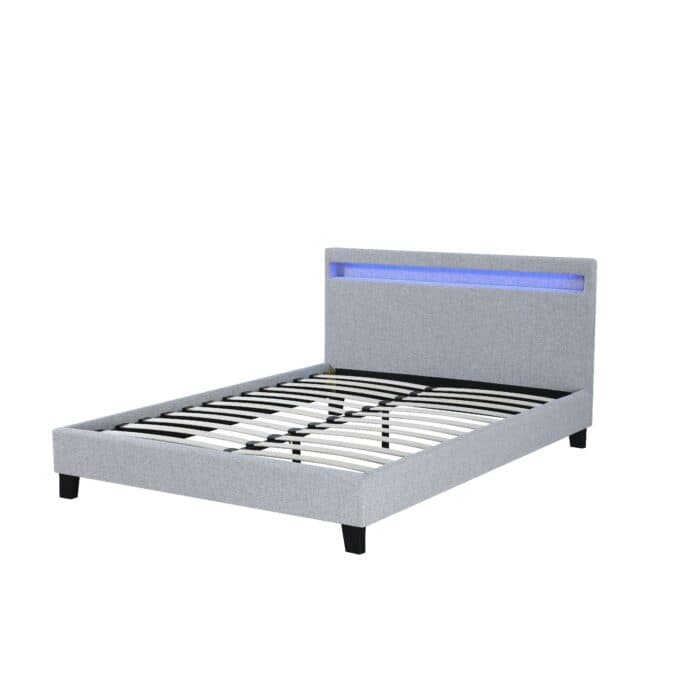 LIT 140 X 190 CM AVEC LED ET SOMMIER - GRIS - Image 2
