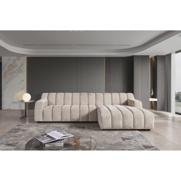 CANAPE D'ANGLE DROIT EN TISSU - BEIGE - Image 2