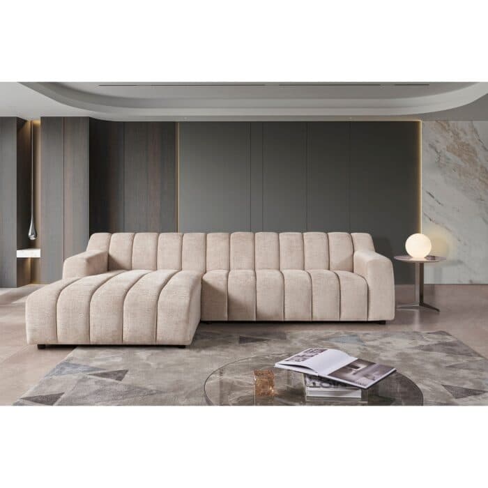 CANAPE D'ANGLE GAUCHE EN TISSU - BEIGE - Image 2