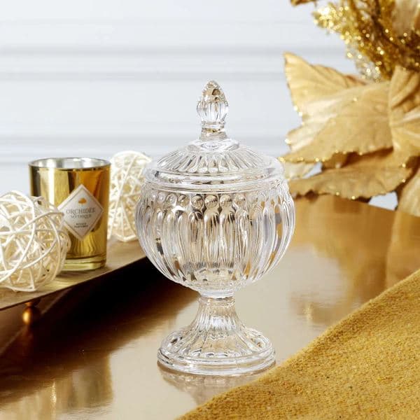 BONBONNIÈRE RONDE SUR PIED VERRE H15 CM - Image 2