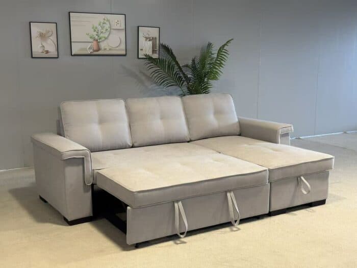 CANAPE D'ANGLE REVERSIBLE AVEC USB - GRIS CLAIR - Image 2