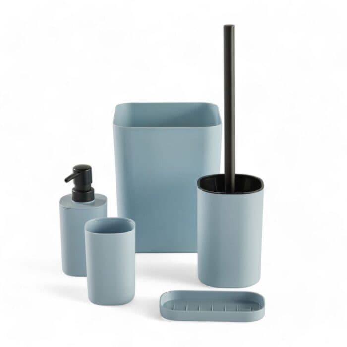 LOT DE 5 ACCESSOIRES SALLE DE BAIN - BLEU - Image 2