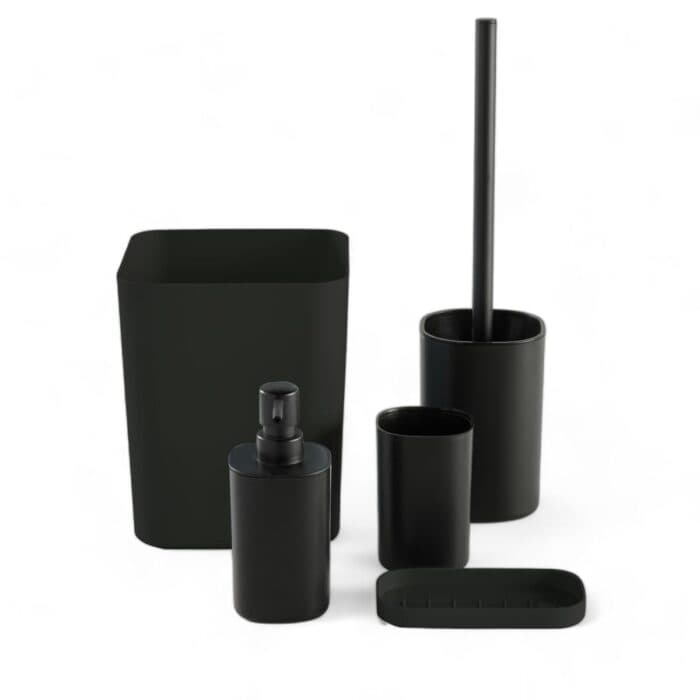LOT DE 5 ACCESSOIRES SALLE DE BAIN - NOIR - Image 2