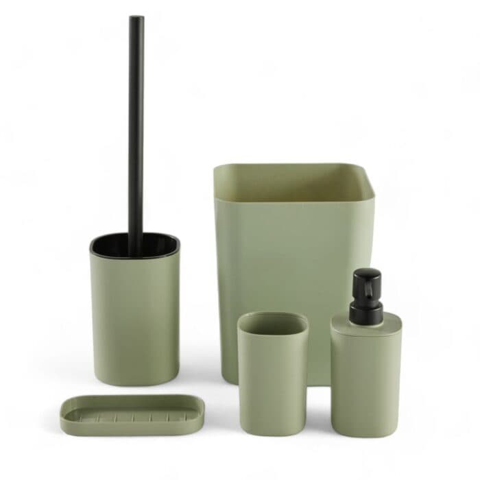 LOT DE 5 ACCESSOIRES SALLE DE BAIN - VERT - Image 2