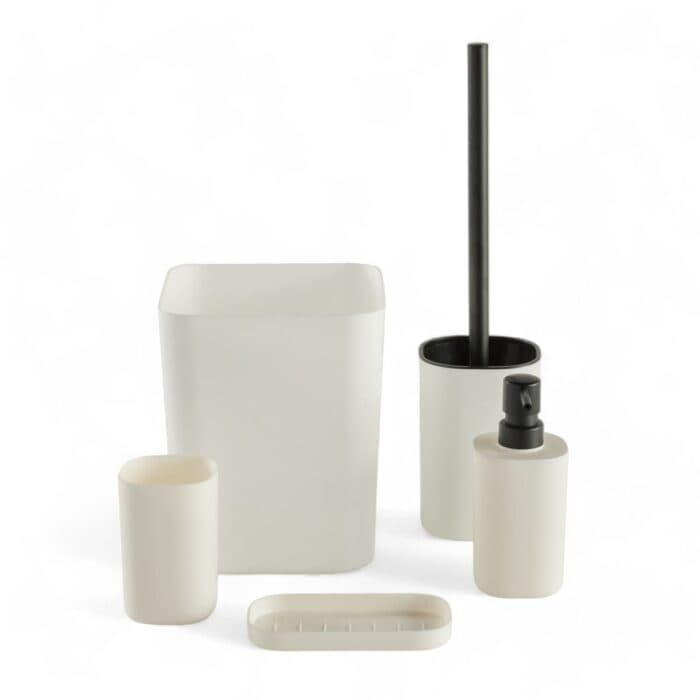 LOT DE 5 ACCESSOIRES SALLE DE BAIN - BLANC - Image 2