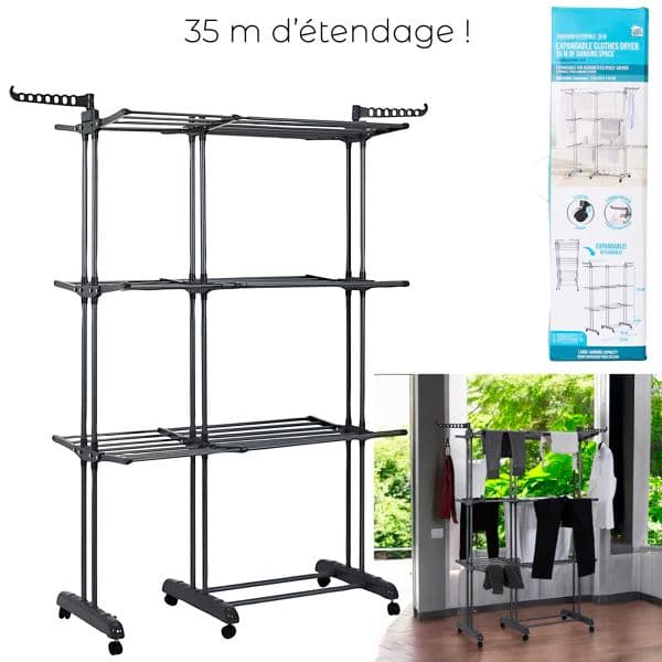 ÉTENDOIR EXTENSIBLE 3 ÉTAGES 35 M - Image 2