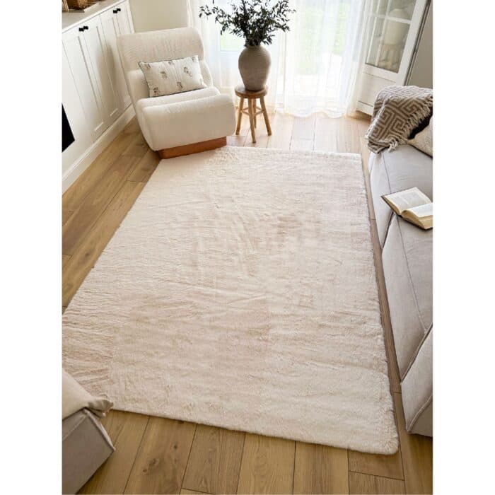 TAPIS 80X150 CM EN POLYESTER - CRÈME - Image 2
