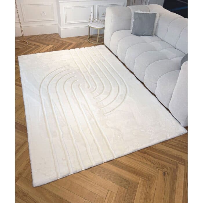 TAPIS 160X230 CM EN POLYPROPYLÈNE - BLANC - Image 2