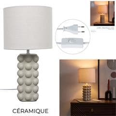 LAMPE DE TABLE EN CÉRAMIQUE - TAUPE - Image 2