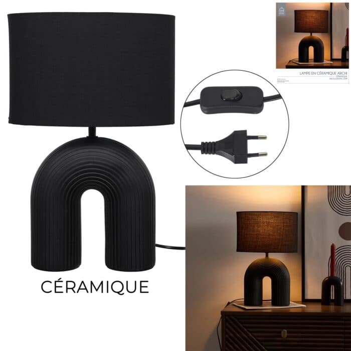 LAMPE DE TABLE EN CÉRAMIQUE - NOIR - Image 2