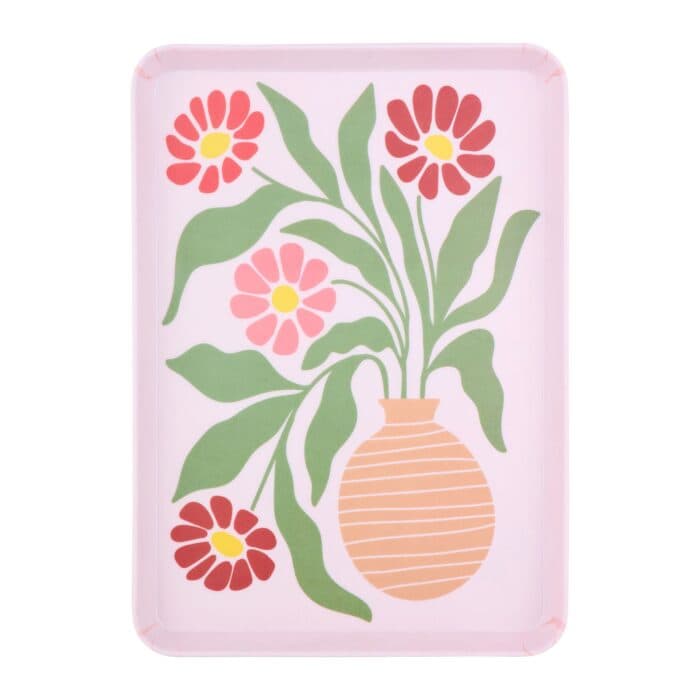 PLATEAU MÉLAMINE 30X22 CM - MOTIF FLEURS - Image 2