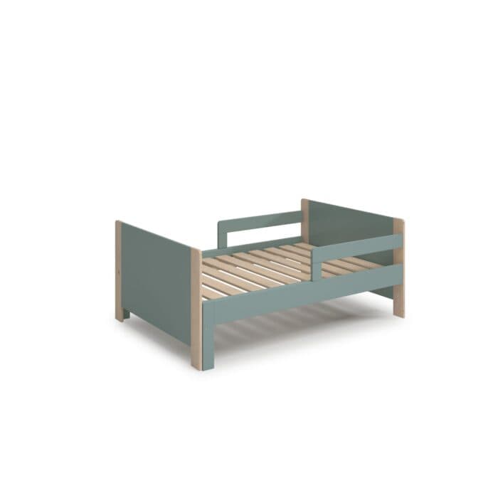 LIT ÉVOLUTIF 90X140 - VERT PÉTROLE ET BLANC ( AVEC SOMMIER ) - Image 2