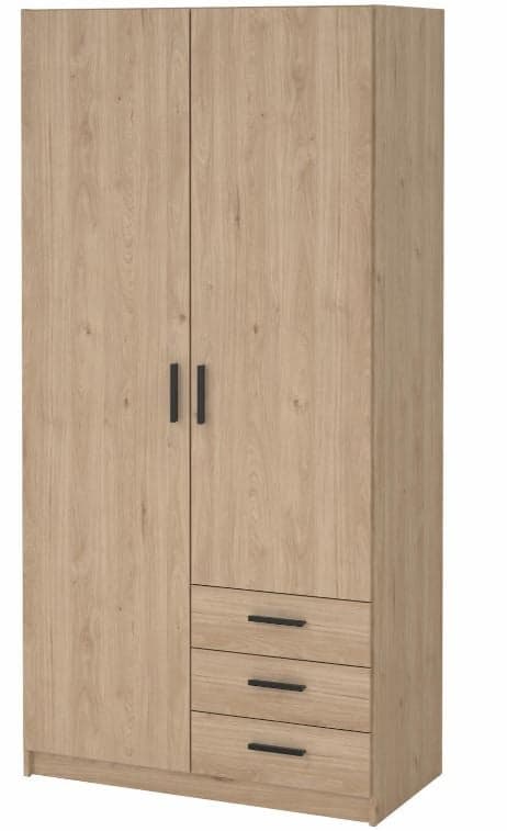 ARMOIRE 2 PORTES 3 TIROIRS - CHÊNE HICKORY - Image 2